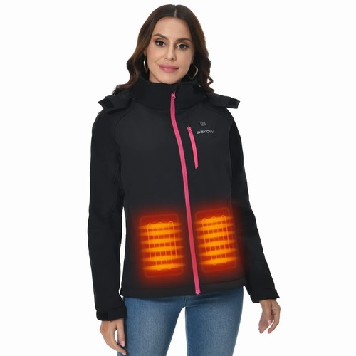 SGKOW Women's Heated Jacket Battery Heating Outdoor Detachable Hood