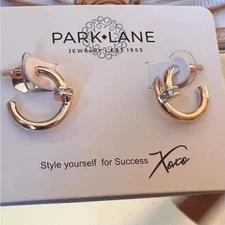 Park Lane Crest Earrings Rose Gold Plated CZ Hoop NIB