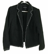 Who What Wear Womens Blazer Jacket Black Tweed Lined Long Sleeve Notch Lapel S