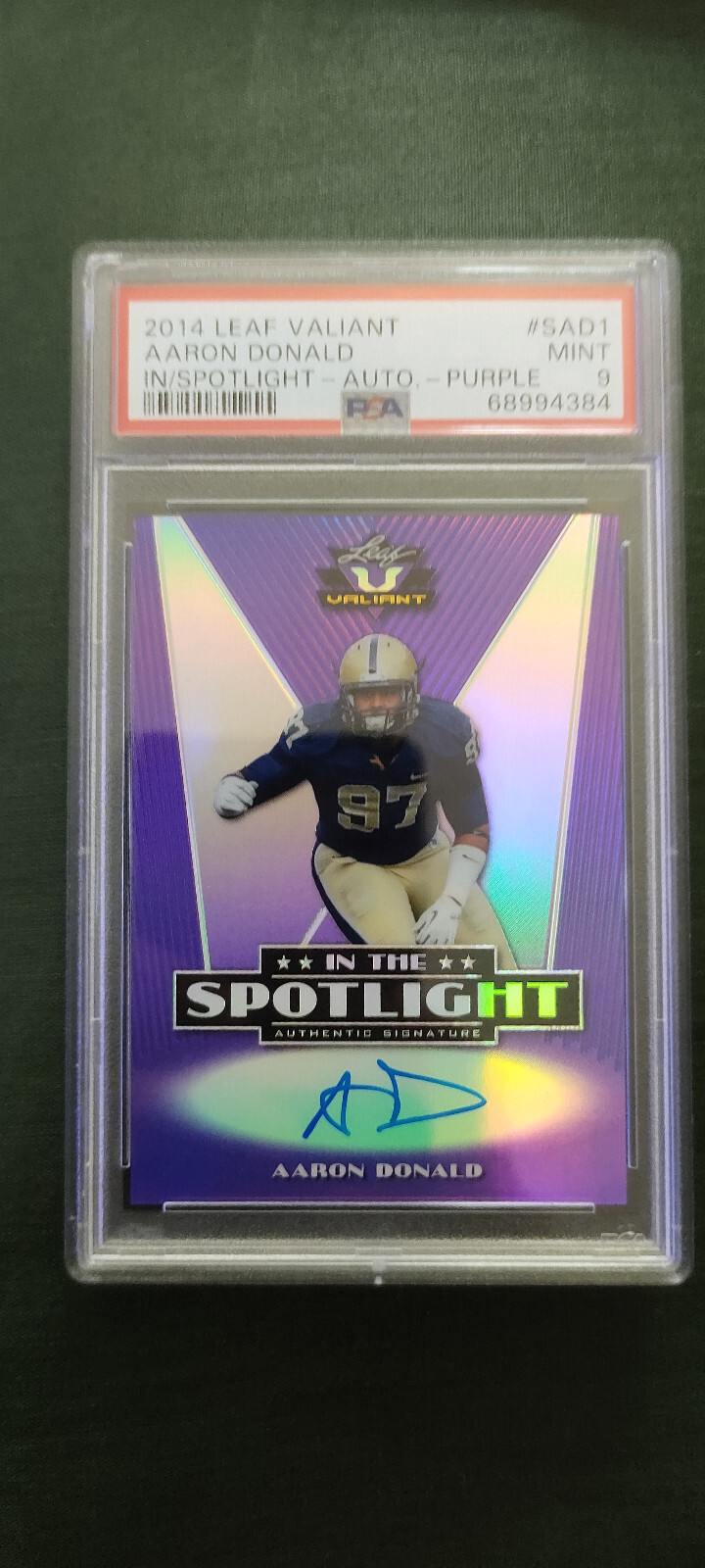 Aaron Donald Leaf Valiant in the Spotlight Autographs #SAD1 Purple