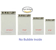 Each 100 6x9 7.5x10.5 9x12 12x15.5 Poly Mailers Shipping Envelopes Sealing Bags 