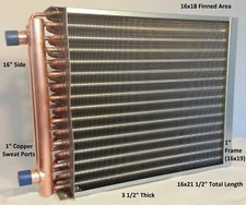 16x18  Water to Air Heat Exchanger 1" Copper Ports With Install Kit