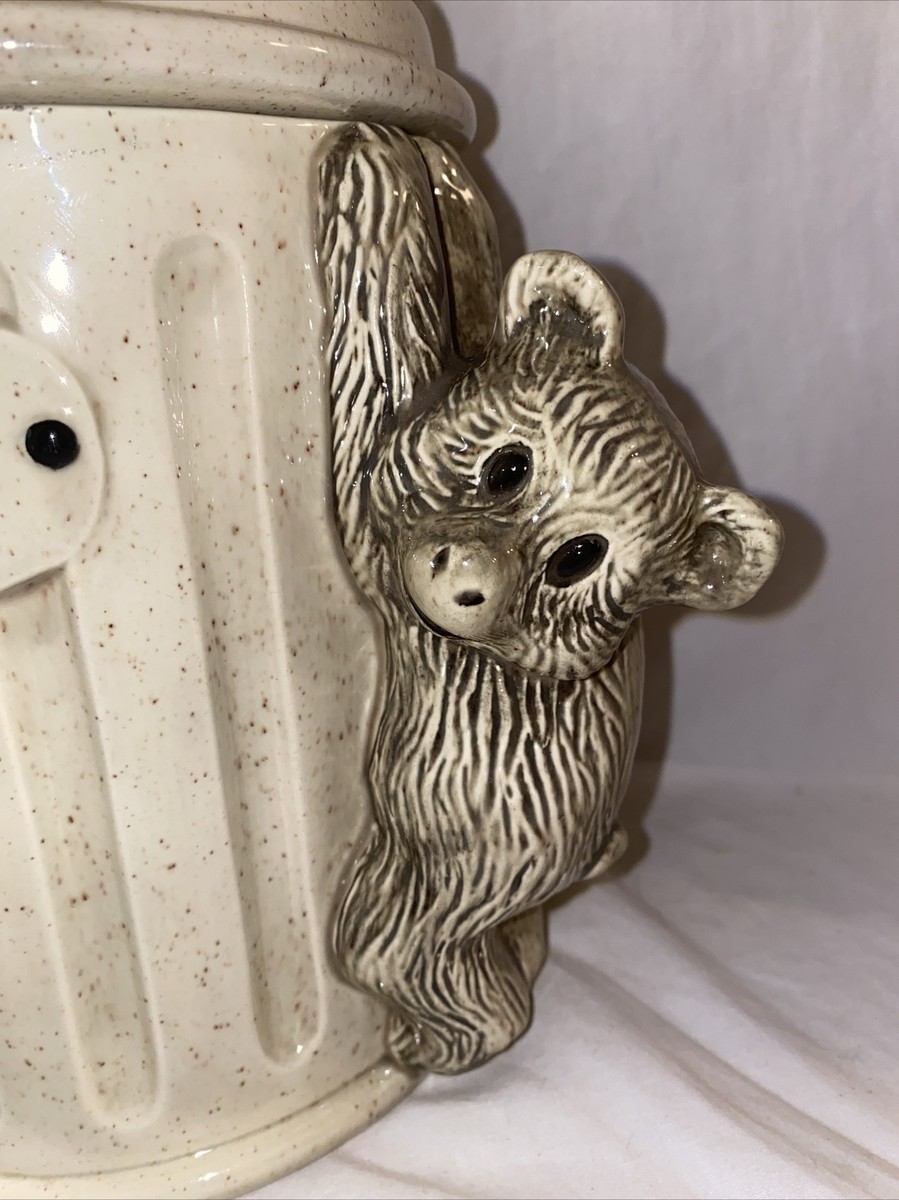 1976 Vintage Arnel's Trash Can w/Climbing Bear Ceramic Cookie Jar
