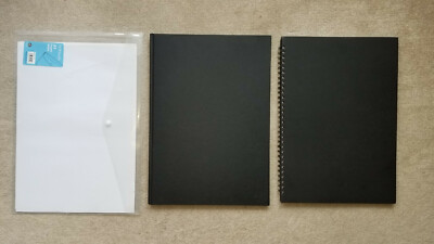 2 x A3 Hardback Sketchbook Drawing Art Artist Book and Popper Wallet Job Lot 
