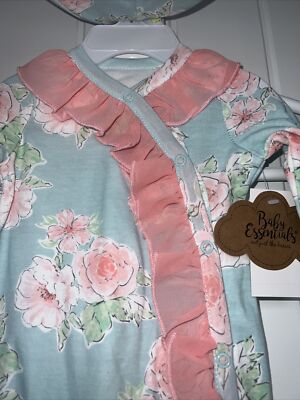 NEW NWT Baby Essential girls months piece blue floral sleeper - Main Image