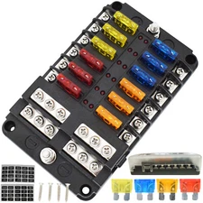 12Way 32V Blade Fuse Box Holder 24 Standard Blade Fuses For Car Camper Van RV