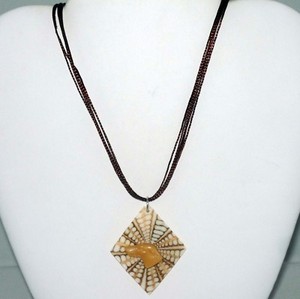 Shell Pendant w Czech Glass Greyhound / Whippet Dog Profile,Copper Cord Necklace