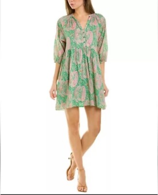 ba&sh Odeon Floral Green Cotton Dress Sz S , Bash Ulla Johnson