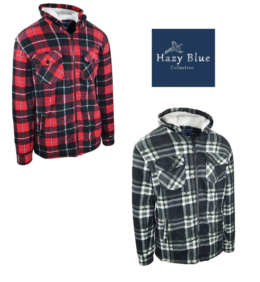 Hazy Blue Robbo Childrens Kids Lumberjack Full Zip sherpa lined Hoodie Jacket