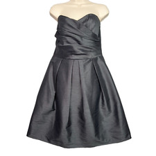 Alfred Sung Strapless Black Cocktail Dress Womens 12 Sweetheart Pleated Pockets