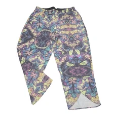 Attitudes by Renee Tulip Hem Allover Print Pull On Crop Pants Small Sz w Pockets