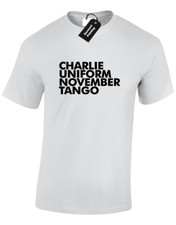 CHARLIE UNIFORM MENS T SHIRT FUNNY RUDE DESIGN JOKE COMEDY GIFT IDEA PRESENT