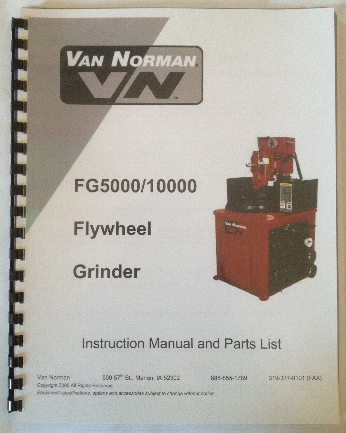 Van Norman Flywheel Grinder FG5000 10000 Manual eBay