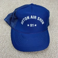 1991 Dayton Air Show Hat Snapback Cap Blue Trucker Mesh Jet Airplane Ohio VTG