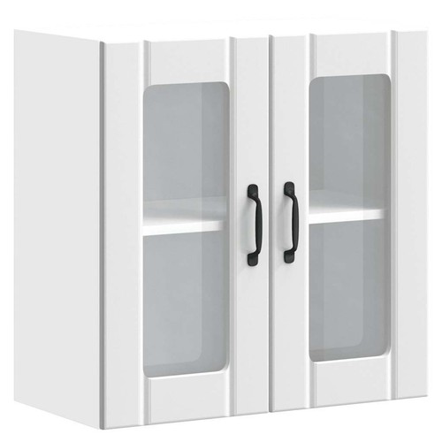 vidaXL Kitchen Wall Cabinet with Glass Door Lucca White Engineered Wood BMG - Picture 2 of 10