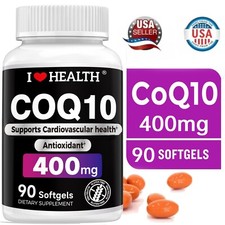 High Absorption Pure CoQ10 400mg 90 Softgels Extra Strength Gluten Free