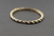 10K Solid Yellow Gold 1.6MM Rope Trim Stackable Band Ring. Size 7