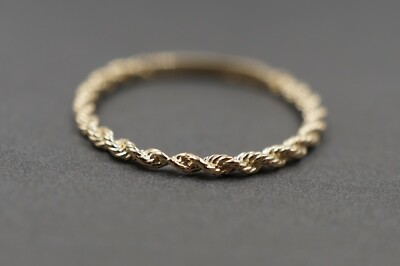 10K Solid Yellow Gold 1.6MM Rope Trim Stackable Band Ring. Size 7