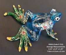 Beautiful Turquoise Glittered GLASS FROG Decorative Art Ornament Animal Figure