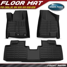 3Pcs Front & Rear Black Floor Mats Liners for Cadillac SRX 2010 2011 2012-2016