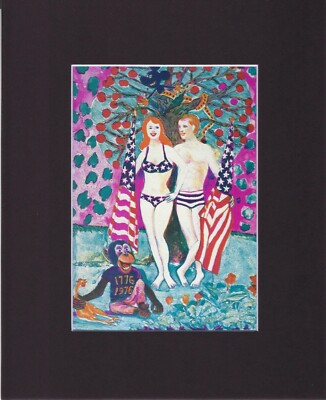 8X10'' Matted Art Print-Maker Sidney Chafetz: Adam and Eve Celebrate, 1987 Litho