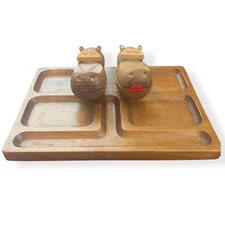 Vintage MCM Zoo Line His Hers Vanity Tray Hippo 1962 Japan Hippo Unique Odd