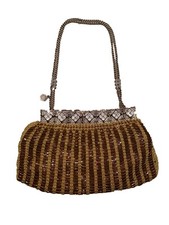 Clara Studio Inc. Beaded Evening Bag Handbag Vintage Chain Handle Jewels Beads