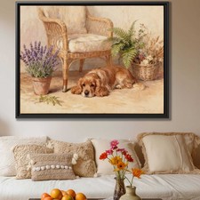 Watercolor Cocker Spaniel Canvas Print Rustic Dog Wall Art Pet Lover Decor