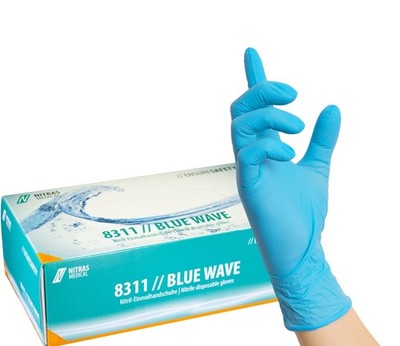 NITRAS - 8311 Blue Wave Nitril-Einmalhandschuhe 100 Stück - Größe S
