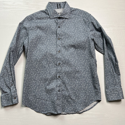 Robert Graham Tailored Fit Button Up Long Sleeve Shirt Gray Pattern Mens Medium