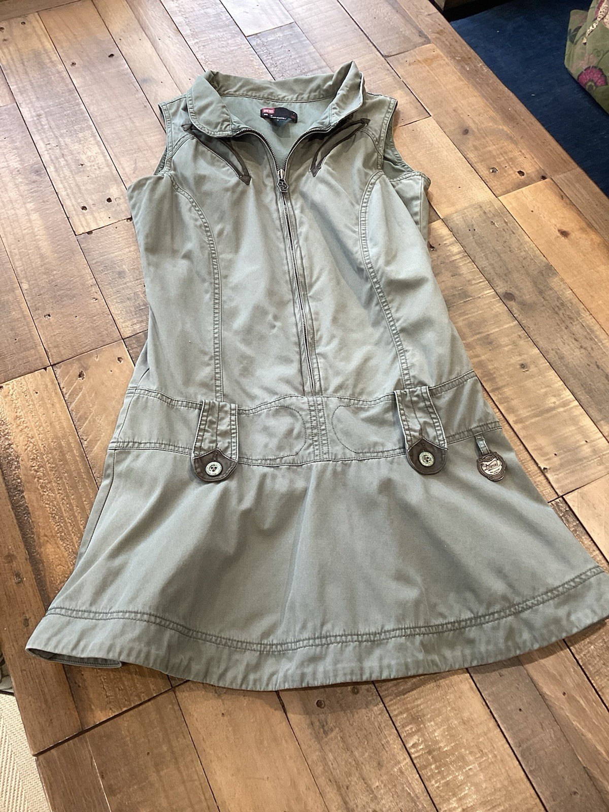 Vintage Diesel Cotton Utility Cargo Khaki Dress Me...