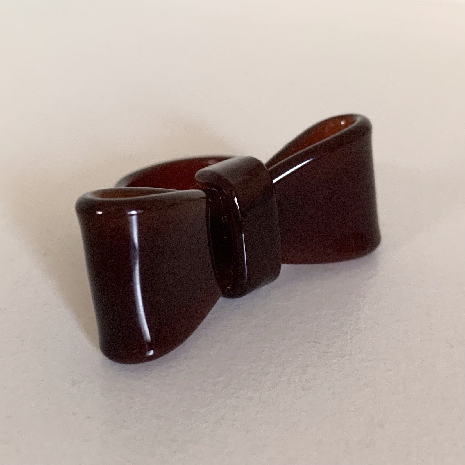Y2K Large Translucent Brown Bow Ring - image 7