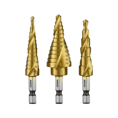 10181A Step Drill Bit Set, 3 Piece, Spiral Grooved for Faster Drilling, Step Bit
