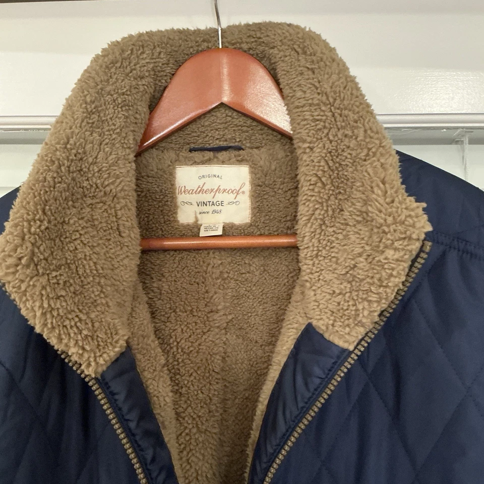 Weatherproof Vintage Women's Blue Quilted Puffer Coat Faux Fur Lining Large New - Image 2 of 4