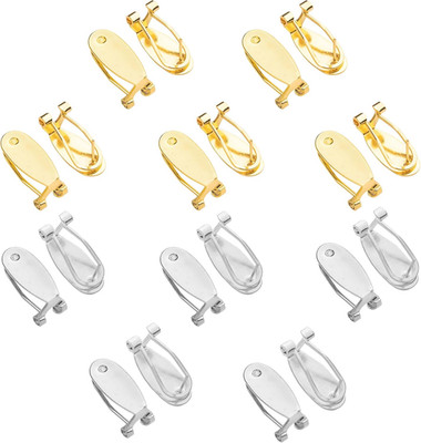 20PCS Fingernail Earring Post Backs, Hypoallergenic Clip Base Studs, Hinged Pads