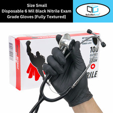 1000 Pcs Exam Grade 6 Mil Black Nitrile Gloves Powder and Latex Free Size: Small