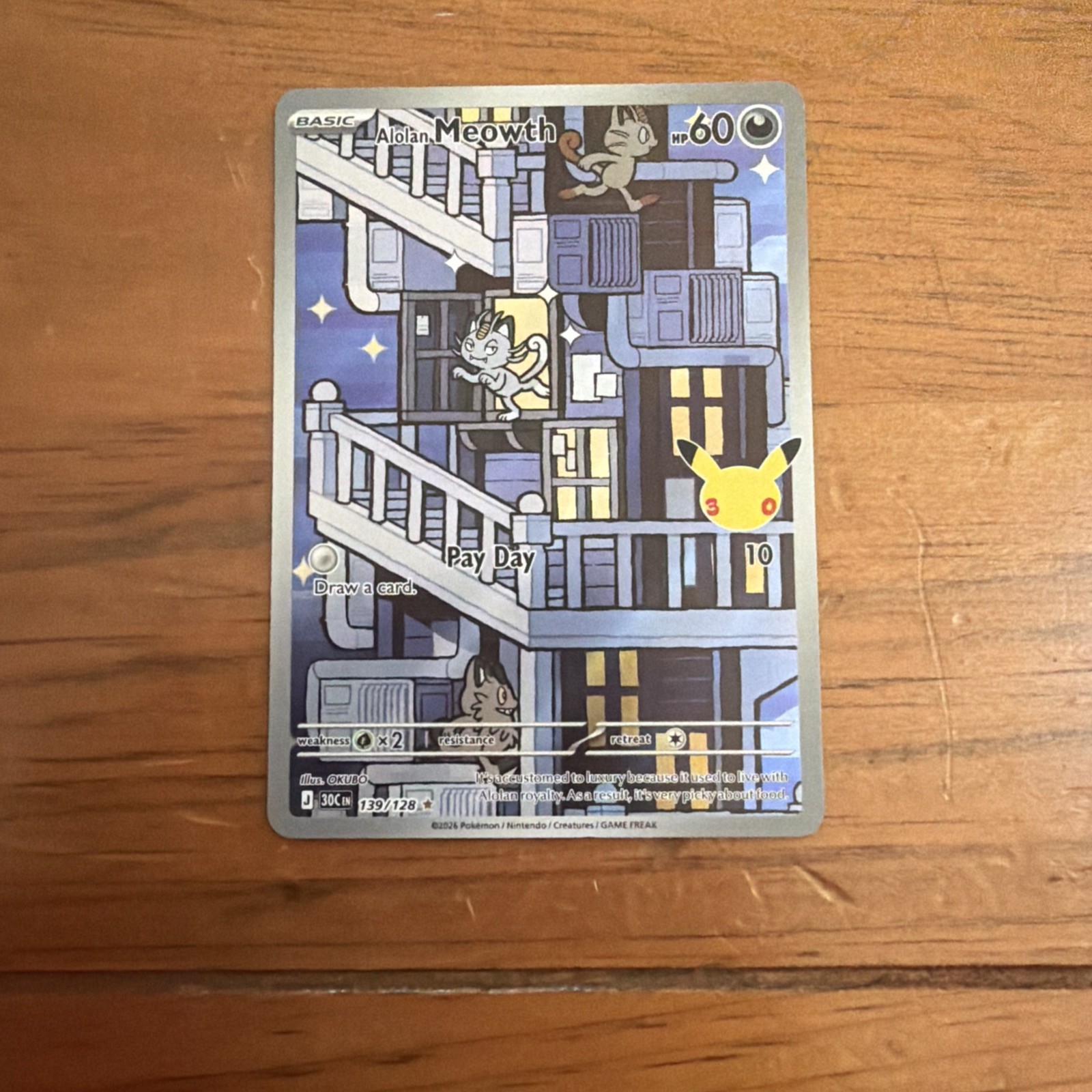 Alolan Meowth 139/128 Illustration Rare - Pokemon 30th Celebration