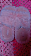 FuzzyFur Women s Pink Faux Fur Slide Slippers Open Toe Comfort Flat Size 8