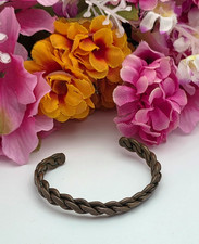 Vintage Copper Twisted Rope Cuff Bracelet 6in 6mm Wide Rustic Patina