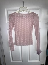 Wild Fable Light Pink Sheer Lace Long  Sleeve Top   Size XS