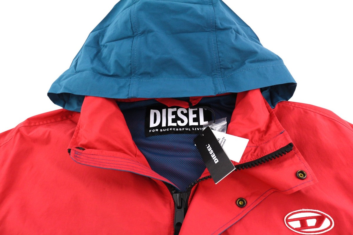 DIESEL J-Rodney-A Mens Jacket L Loose Hidden Hood Full Zip Mesh
