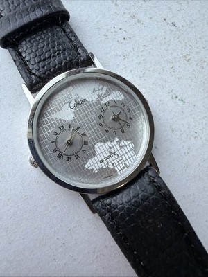 AS74 VTG Mens 32mm Collezio Dual Timed Quartz Watch Untested & Sold As Is**