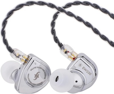 Linsoul SIMGOT EW200 10mm SCP Diaphragm Dynamic Driver in-Ear Silver 
