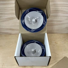 The Original Apple Baker Pottery Apple Baking Dish Blue Set of 2 NEW Vintage