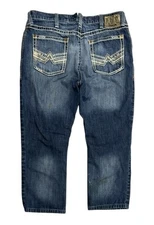 Ariat Blue Distressed Low Rise Bootcut Western Denim Men's Jeans Size 38