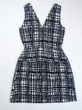 Madewell Blue Check V-Neck Sleeveless Mini Fit & Flare Dress Women's Size 2