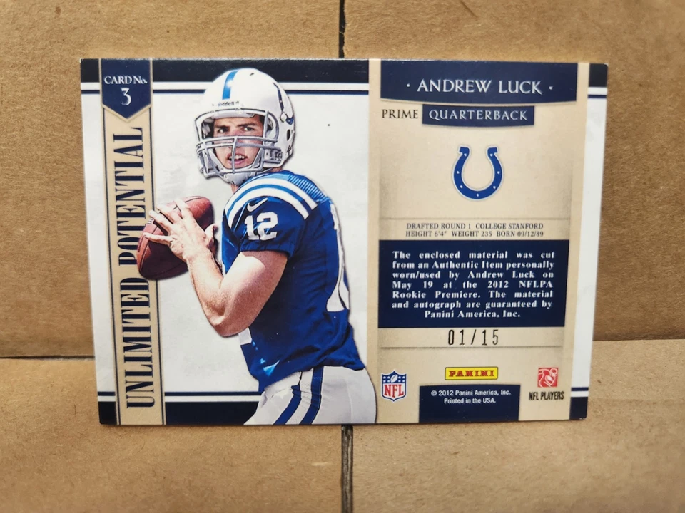 Panini Prominence 2012 - Potencial ilimitado - Andrew Luck RPA FOTL/15 🔥 Foto 2 de 2