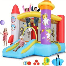 Aufblasbare Hüpfburg mit Gebläse, Indoor Outdoor Spielburg mit Rutsche Trampolin