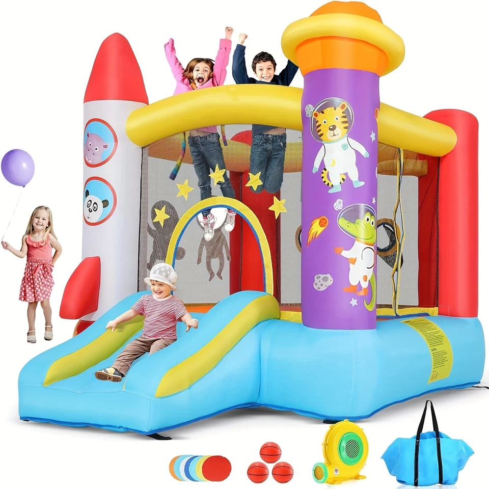 Aufblasbare Hüpfburg Springburg mit Rutsche mit Gebläse für Kinder 270x210x180cm - Bild 2 von 4