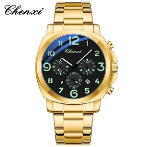 CHENXI Chronographe Or Multifonctions pour hommes Calendrier des affaires Montres de quartz